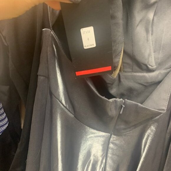 NWT La Femme 27151 Satin Prom Dress Platinum Size 4 - Picture 7 of 7